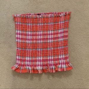 NWOT Forever 21 Smocked Plaid Tube Top